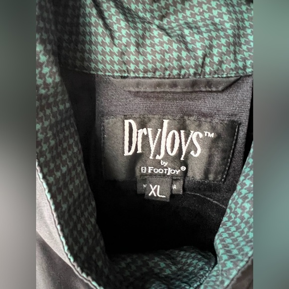 FootJoy Dryjoys Jacket Windbreaker Green Black Houndstooth XL Full Zip Golf VTG - Picture 4 of 10